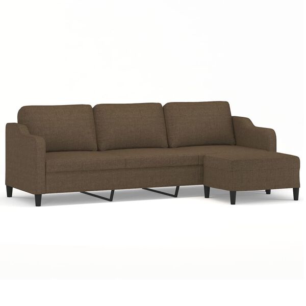 vidaXL 3-osobowa sofa z podn&oacute;żkiem, brązowa, 210 cm, tkanina