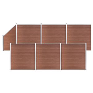 vidaXL Ogrodzenie WPC 6 paneli kwadratowych 1 skośny 1138x186 cm, brąz
