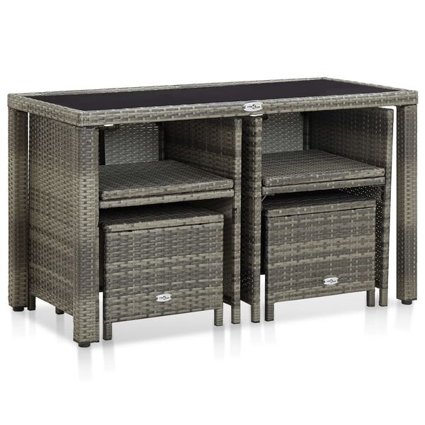 vidaXL 5-cz. zestaw mebli ogrodowych z poduszkami, rattan PE, szary