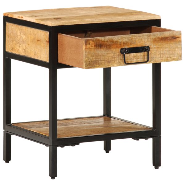 vidaXL Stolik nocny Brązowy 40 x 35 x 50 cm Lite drewno mango i metal