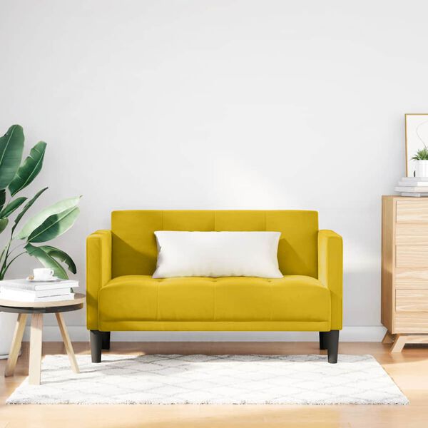 vidaXL Sofa dwuosobowa żółta 111 cm aksamitna