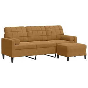 vidaXL 3-osobowa sofa z podn&oacute;żkiem, brązowy, 180 cm, aksamit