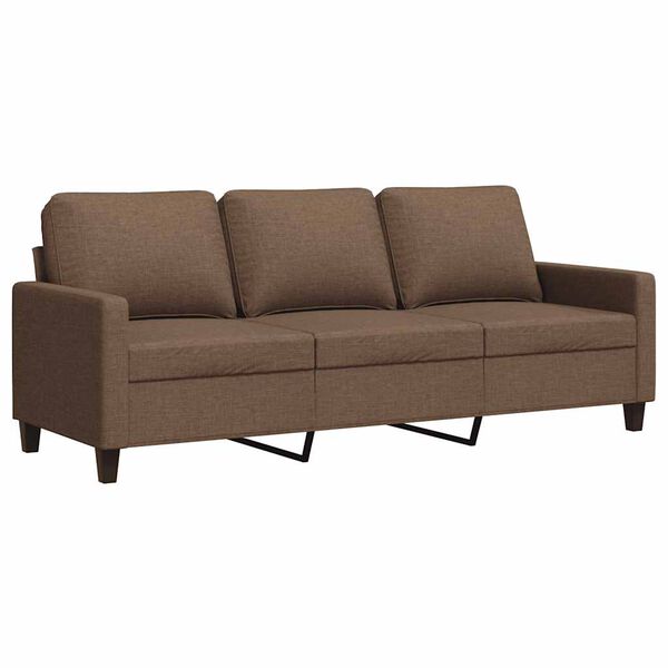 vidaXL Sofa 3-osobowa, brązowa, 180 cm, tapicerowana tkaniną