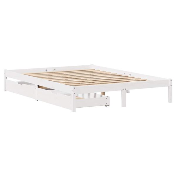 vidaXL Rama ł&oacute;żka bez materaca, biała, 140x190 cm, lite drewno sosnowe