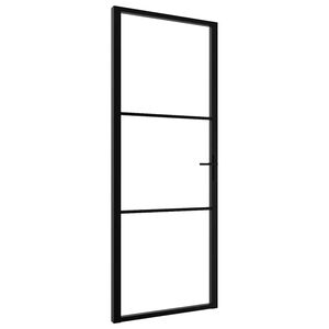 vidaXL Drzwi wewnętrzne, szkło ESG i aluminium, 76x201,5 cm, czarne