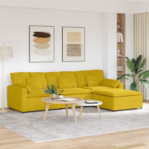 vidaXL Sofa modułowa z podn&oacute;żkiem i poduszkami, ż&oacute;łta