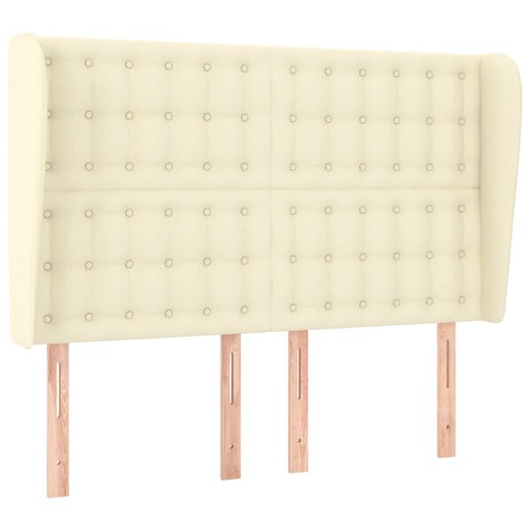 vidaXL Zagł&oacute;wek uszak, kremowy, 147x23x118/128 cm, sztuczna sk&oacute;ra