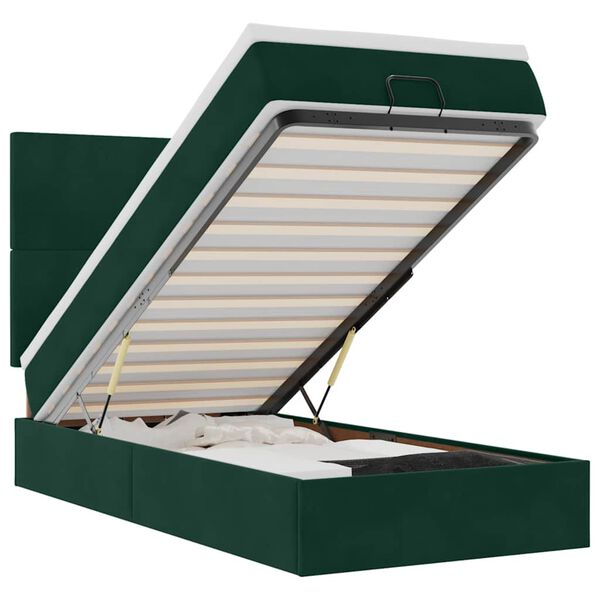 vidaXL Rama łóżka otomana z materacami, zielona, 90x200 cm, aksamit