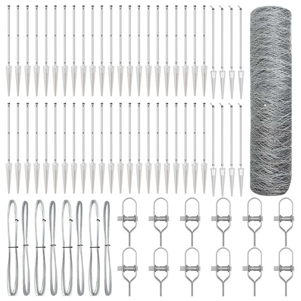 vidaXL Słupek ogrodzeniowy. Srebrny 100 x 0,8 m (siatka 50 mm) Stal