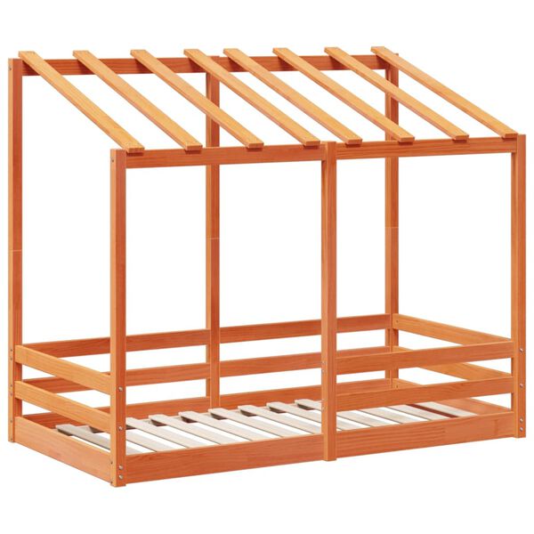 vidaXL Rama łóżka dziecięcego z daszkiem, woskowy brąz, 80x160 cm