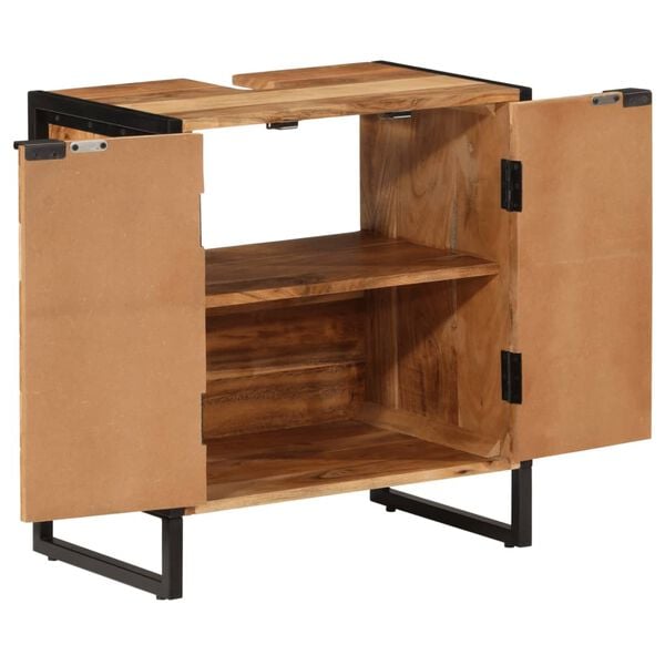 vidaXL Szafka do łazienki, 55x35x60 cm, lite drewno akacjowe i żelazo