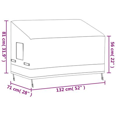 vidaXL Pokrowiec na ławkę 2-osobową, beżowy, 132x71x56/81 cm, tkanina
