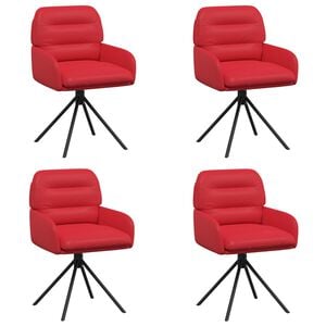 vidaXL Obrotowe krzesła jadalniane 4 pcs Ekosk&oacute;ra czerwony