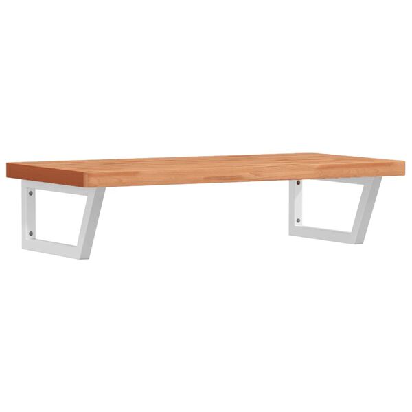 vidaXL P&oacute;łka ścienna pod umywalkę, stal i lite drewno bukowe