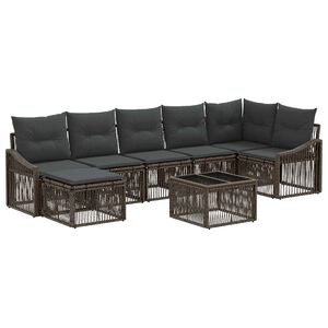 vidaXL Zestaw Sof na Ogr&oacute;d 8 pcs Szary polirattan