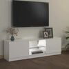 vidaXL Szafka pod TV z oświetleniem LED, biała, połysk, 120x30x36 cm