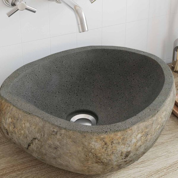 vidaXL Basin z rzeczonego kamienia Jasnoszary 45 x 35 x 15 cm