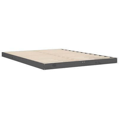 vidaXL Rama łóżka, szara, 140 x 190 cm, lite drewno sosnowe
