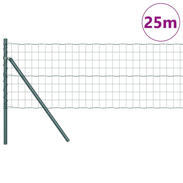 vidaXL Ogrodzenie z słupkiem Zielony 0,4 x 25 m Stal i PVC