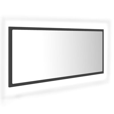 vidaXL Lustro łazienkowe z LED, szare, 100x8,5x37 cm, płyta wiórowa