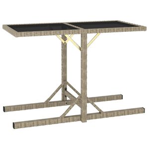 vidaXL St&oacute;ł ogrodowy, beżowy, 110 x 53 x 72 cm, szkło i polirattan