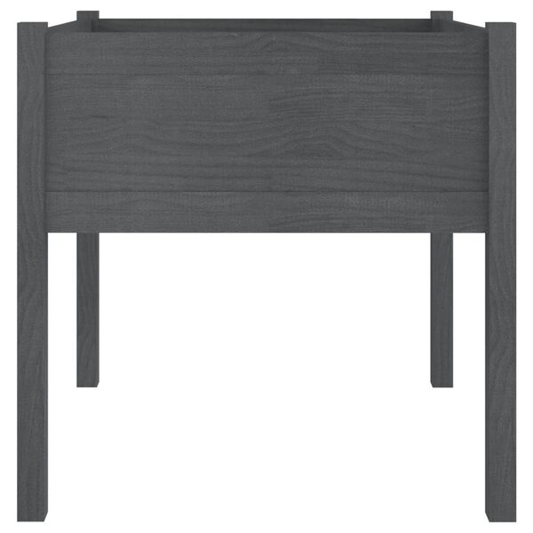 vidaXL Donica ogrodowa, szara, 70x70x70 cm, lite drewno sosnowe