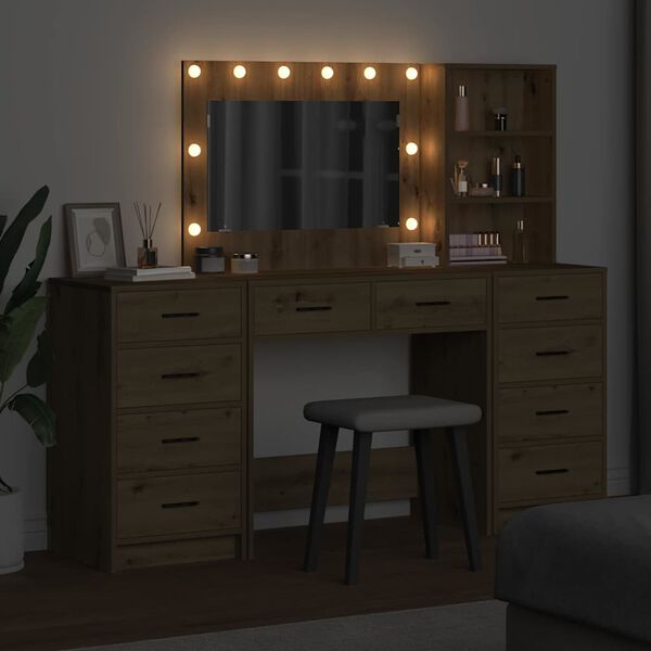 vidaXL Toaletka 3 pcs Dąb rzemieślniczy Materiał drewnopochodny