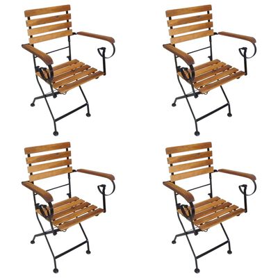 vidaXL Składane krzesła ogrodowe, 4 szt., stal i lite drewno akacjowe