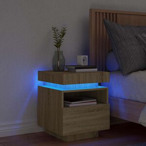 vidaXL Szafka nocna z oświetleniem LED, dąb sonoma, 40x39x48,5 cm