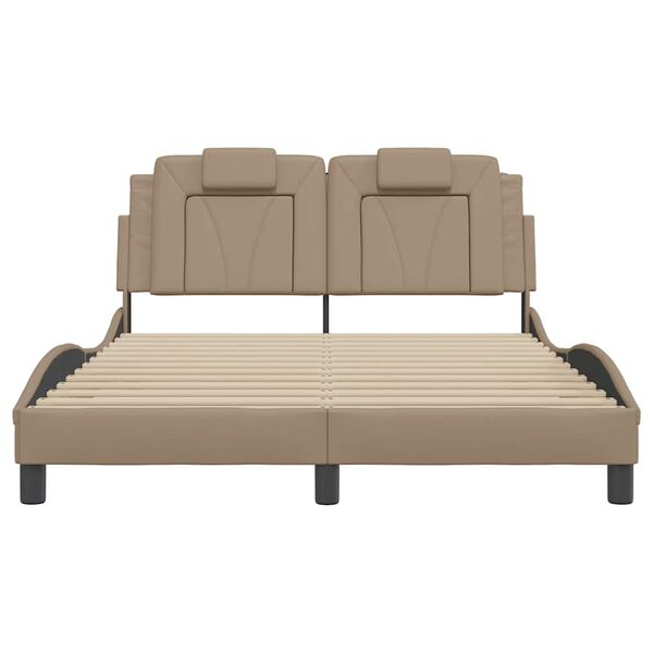 vidaXL Rama ł&oacute;żka, Viana, bez materaca, cappuccino, 140x200 cm, sztuczna sk&oacute;ra