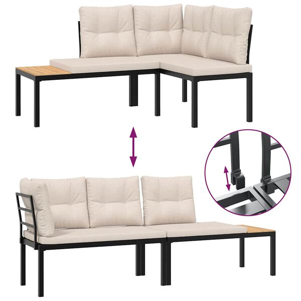 vidaXL Zestaw ławek ogrodowych z poduszkami, 4 szt., malowana stal