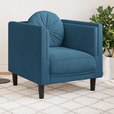 vidaXL Fotel z poduszkami, niebieski, aksamit