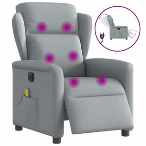 vidaXL Rozkładany fotel masujący, elektryczny, jasnoszary, tkanina
