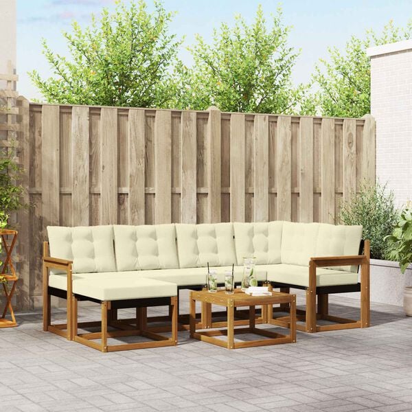vidaXL Zestaw sof na zewnątrz z poduszką 7 pcs Naturalny i Kremowy