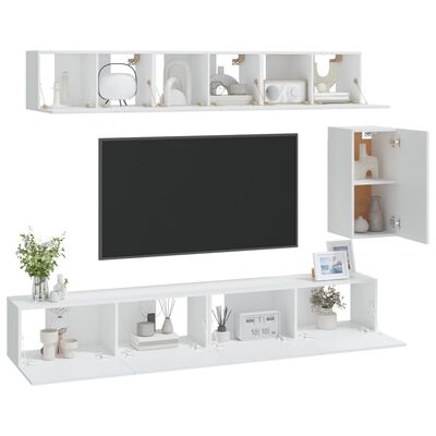 vidaXL Zestaw 6 szafek telewizyjnych, biały, materiał drewnopochodny