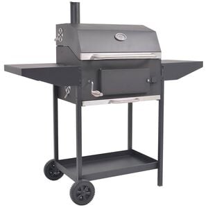 vidaXL Grill węglowy z wędzarnią i dolną p&oacute;łką, czarny