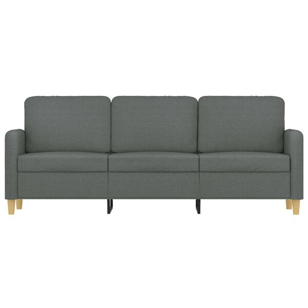 vidaXL Sofa 3-osobowa, ciemnoszara, 180 cm, tapicerowana tkaniną