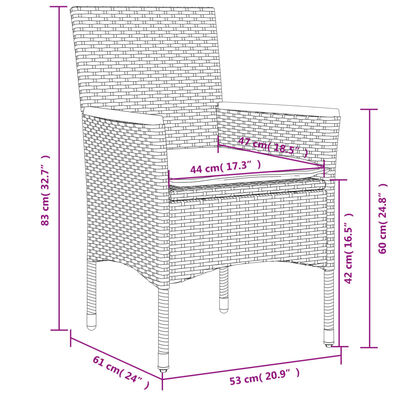 vidaXL Krzesła ogrodowe z poduszkami, 2 szt., beżowe, rattan PE