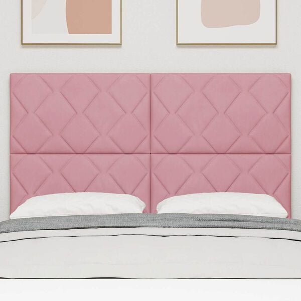 vidaXL Wezgłowie LED R&oacute;żowy 160 cm Sk&oacute;ra ekologiczna