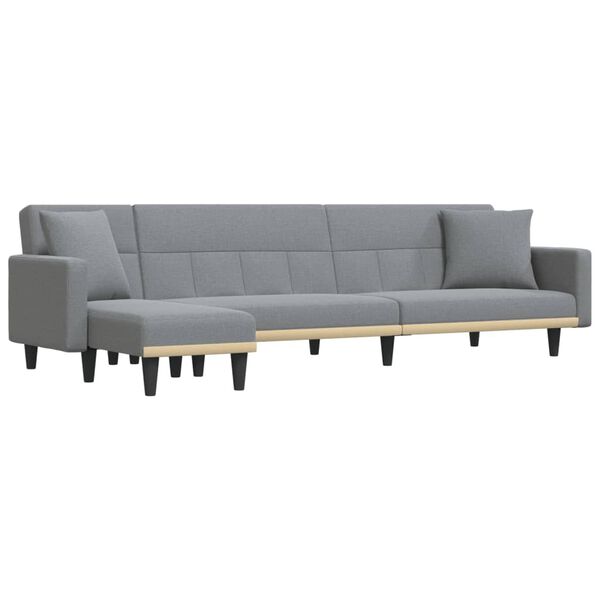 vidaXL Sofa rozkładana L, jasnoszara, 275x140x70 cm, tkanina
