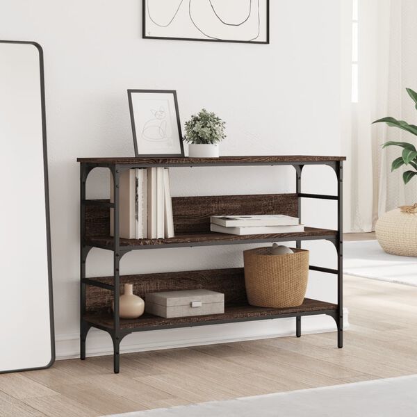 vidaXL Stolik konsolowy, brązowy dąb, 100x32x75 cm