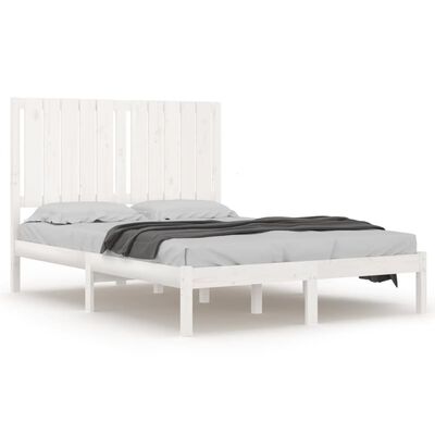 vidaXL Rama łóżka, biała, lite drewno, 120x190 cm, podwójna