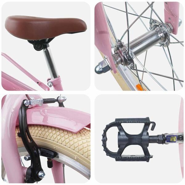 vidaXL Rower Dziecięcy 20 Cali dla dzieci w wieku 6-11 lat Jasny r&oacute;ż