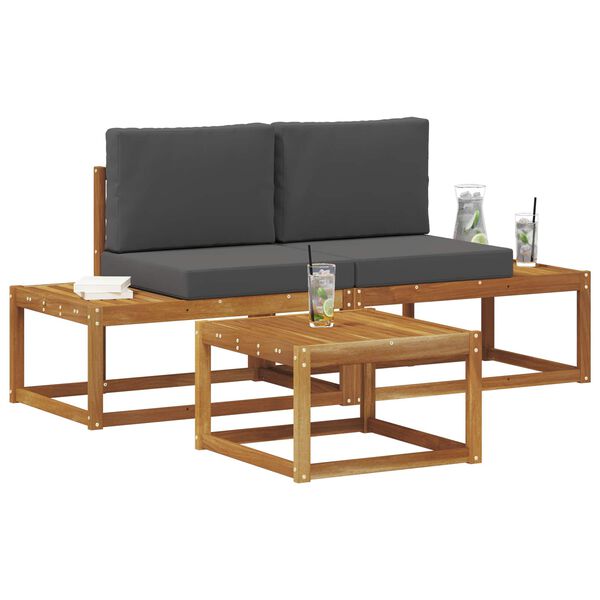 vidaXL Zestaw sof na zewnątrz z poduszką 3 pcs Naturalny