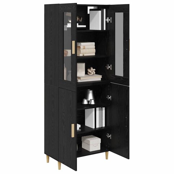 vidaXL Highboard Czarny Dąb 69,5 x 34 x 180 cm