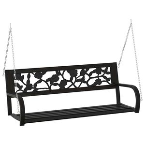 vidaXL Huśtawka ogrodowa, 125 cm, stal i plastik, czarna