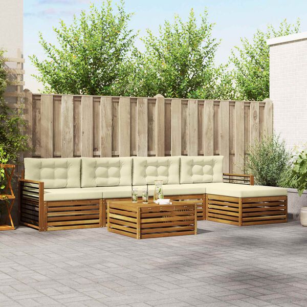 vidaXL Zestaw sof na zewnątrz z poduszką 6 pcs Naturalny i Kremowy