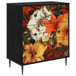 vidaXL Komoda z szufladami GENNEP Wz&oacute;r lilii 66 x 36,5 x 76 cm
