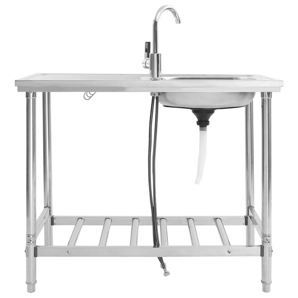 vidaXL Zlewozmywak kempingowy, jedna komora, z kranem, stal nierdzewna