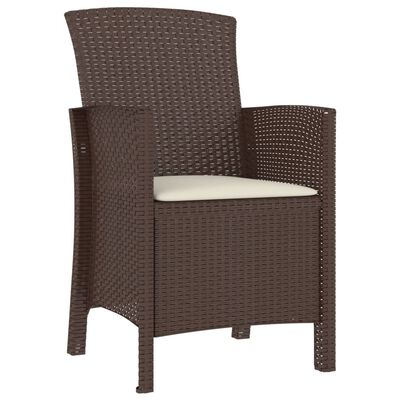 vidaXL Krzesło ogrodowe z poduszką, rattan PP, brązowy